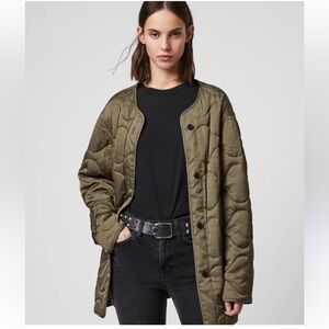 ALL SAINTS Green Hayes Quilted Oversize Jacket
